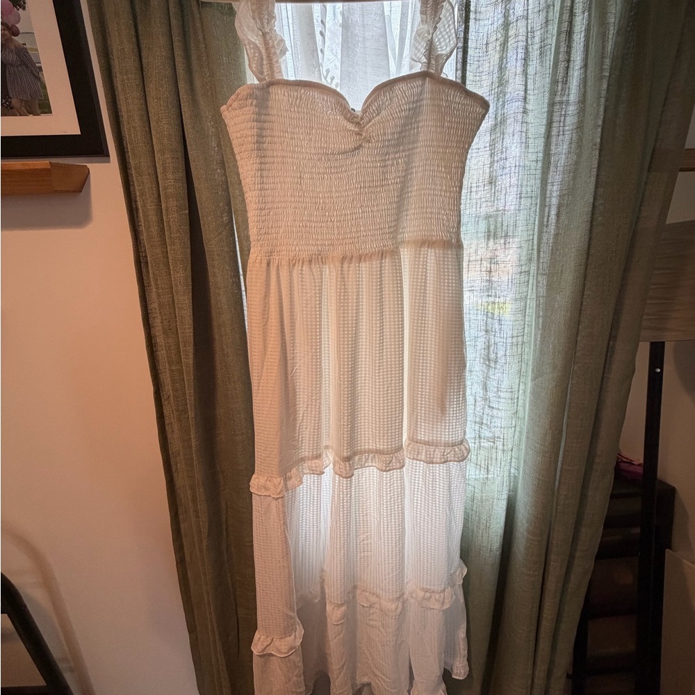 ARULA White Smocked Maxi Dress
